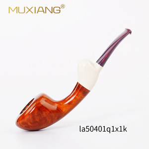 Muxiang Wooden Tobacco Pipe Bent Shape Solid Wood Handmade Smoking Pipe La50401q1x1k - Product Image 1