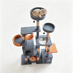 Arbre à chat, griffoir, nid pour chat, pilier d'escalade intégré, plateforme de saut multi-niveaux, fabrication sur mesure, vente en gros - Product Image 5