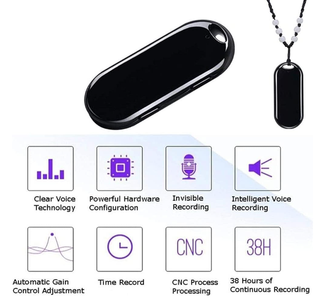 Voice Activated Stylish Zinc Alloy Design Digital Voice Recorders Voice Recorder Necklace