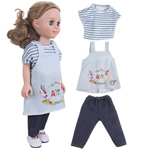<span class=keywords><strong>Delantal</strong></span> de muñeca de 18 pulgadas unisex, trajes de mamá, PC de plástico, modelo de dibujos animados DIY, vestido de juguete para todas las muñecas - Product Image 2