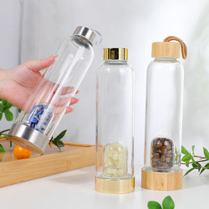 Bouteille d'eau en verre de quartz infusée de cristaux de guérison sans BPA avec logo personnalisé - Product Image 3
