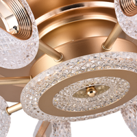 Ventilador de Techo de Lujo para Hotel, Diseño de Flor de Cristal, Acabado Dorado, Control Remoto, Luz LED, Estilo Tradicional, Directo de Fábrica, para Sala de Estar