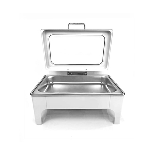 Set Scaldavivande Elettrico Moderno Bianco da 9L e 6L in Acciaio Inossidabile per Buffet, con Chafing Dish Interno Diviso - Product Image 6
