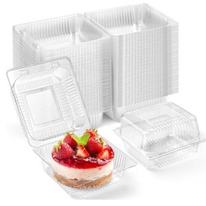 Clear Disposable PET Square Hinged Pet Food Container with Recycled Materials to Go Containers Clear Lids <strong>Cake</strong> <strong>Slice</strong> Containers - Product Image 4