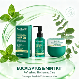 Duo d'huile capillaire rafraîchissante à la menthe et à l'eucalyptus et <span class=keywords><strong>de</strong></span> traitement nourrissant, renforce les racines et réduit la casse, OEM, marque privée, végétalien - Product Image 2