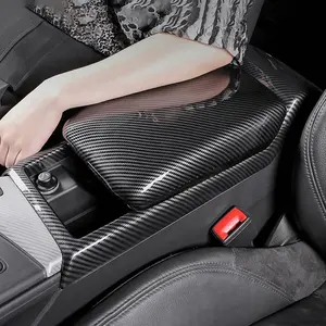 ABS Plastic Car Accessories Carbon Fiber Pattern Armrest Console Box Cover For Audi A4L/A5