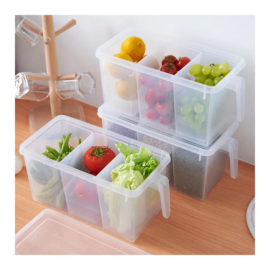 Choice Fun High Quality Kitchen Plastic Fridge Storage Lid Food Storage Box Bins Container Organizer with Handle