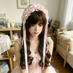 New princess-style lace <b>bow</b> heavy-duty headband for women, cute and sweet Lolita accessories, hair <b>clips</b>, head ornaments - Product Image 1