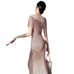 Mermaid Evening Gown Women <b>Sequin</b> Tassel Sweetheart Neckline Gradient Gold Blue Wine <b>Red</b> Formal Party Dress 2026 New Style - Product Image 5