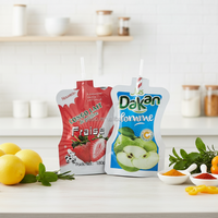 Sachets en plastique personnalisés pour boissons liquides avec paille, pour machine de remplissage de jus en aluminium, pochettes verticales à bec verseur
