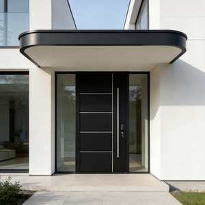 Puertas de Entrada de Seguridad de Acero Inoxidable de Último Diseño para Casas, Puertas Pivotantes Modernas con Acabado Negro Espejo para Viviendas - Product Image 5