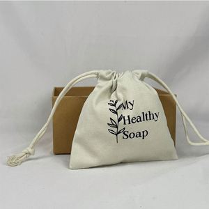 GOTS Certified Custom Logo Recycled Organic Muslin Cotton <b>Canvas</b> Drawstring Dust Bag Recyclable High Quality Pouch Bag - Product Image 2