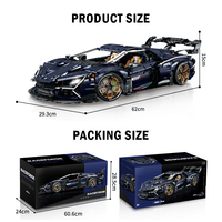 1:8 Starry Blue 3851PCS Building Blocks Toys Supercar Model, Technical Race Car Kit with Optional RC Upgrade for Collectors
