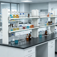 Étagère de laboratoire électrique moderne en acier à pilier diamanté pour réactifs, organisateur de laboratoire scolaire, table îlot centrale, banc mural, bureau