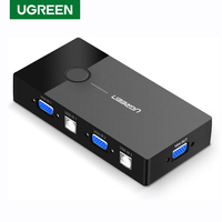 UGREEN Commutateur KVM USB 2 ports, adaptateur de partage vidéo VGA 2 entrées 1 sortie, commutateur manuel, sortie haute définition, répartiteur VGA
