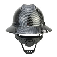 Casque de sécurité en HDPE à large bord avec logo personnalisé, finition noire mate, certifié ANSI Z89.1, 6 points de suspension pour chantier