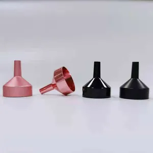Funil de alumínio preto fosco para recarga de óleo em estoque mini pequeno colorido rosa vermelho