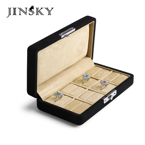Boîte à bijoux de luxe Jinsky, organisateur de bagues à 8 emplacements, étui de présentation, boucle en métal, boîte de rangement portable, boîte cadeau - Product Image 2