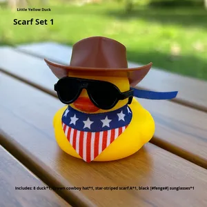 Non. 8 petits canards jaunes en plastique PVC à motif cœur, jouets aquatiques pour thé au lait, mini-écharpe, piscine pour enfants, interaction parent-enfant - Product Image 6