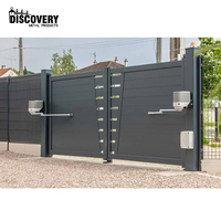 Porte en aluminium gris foncé style moderne porte de maison double portail noir de porte de banlieue maison pour la maison