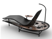 Chaise longue en bois de style nordique moderne avec housse amovible pour salon et salle à manger