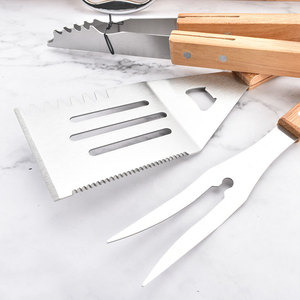 Ensemble de barbecue en acier inoxydable personnalisé pour le camping en plein air, 9 pièces, avec poignées en bambou, accessoire de barbecue durable, outil en bois - Product Image 4
