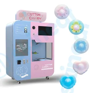 Professional Automatic Colorful Cotton Candy Machine 30 Flower Shapes Support Credit Card Payment Robot for Kids Adult