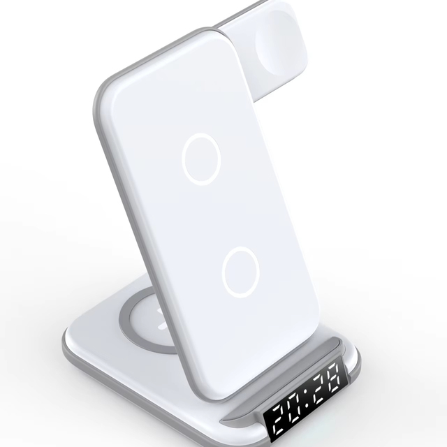 2025 New 4-in-1 Portable Wireless Phone Charger Foldable Alarm Clock Stand 50W 10W 2A Magnetic Function for Mobile Battery Type