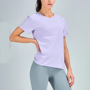 Factory Supplier Plus Size Women Screen Printed T-Shirt Mesh Splicing Sport Yoga Tops Custom Printing Women T-shirts