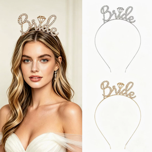 Bride <b>Headband</b> Rhinestone Crystal Bridal Wedding Party Accessory <b>Metal</b> Hairband for Women Adult Indoor Use - Product Image 2
