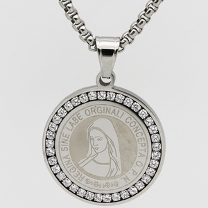 Irgin Maria – pendentif en acier inoxydable, breloques en zircon vierge marie pour bébé, épingle de décoration - Product Image 5