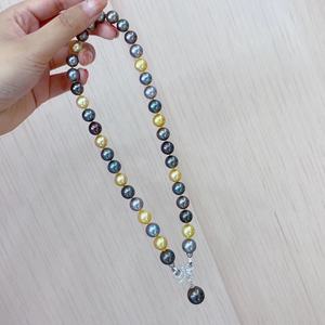 Nouveau design de produit Perles d'or naturelles Perles noires Perles blanches Long collier 7-11 mm Longueur 78 cm Livré avec boîte cadeau - Product Image 1