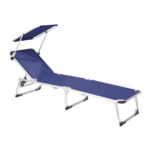 Lettino Prendisole in Alluminio Blu 190x60x80 Cm con Tettoia Parasole, Carico Massimo 120 Kg, Struttura Tubolare, Arredo da Giardino - Product Image 6