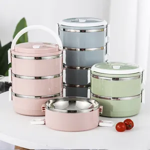 Hộp Cơm Bento Chất Lượng Cao Bằng Thép Không Gỉ Cách Nhiệt 4 Lớp Di Động Bộ Hộp Cơm Trưa Có Thể Xếp Chồng