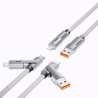 Kabel Pengisian Cepat 4-in-1 100W Tipe-C dengan Indikator Lampu, Bahan Zinc Alloy, Nylon, Konduktor Tembaga Murni untuk iPhone 14/15/16/17