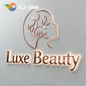 Letrero Personalizado con <span class=keywords><strong>Diseño</strong></span> Interior, Logotipo LED para Pared, <span class=keywords><strong>Letreros</strong></span> Retroiluminados de Metal Dorado para Decoración de Salón de Belleza y SPA - Product Image 5