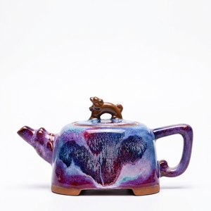 กาน้ำชาเคลือบสีแบบเปลี่ยนสีได้ สไตล์จีนโบราณ ความจุ 240 มล. ชุดกาแฟและชา ของขวัญสุดสร้างสรรค์ สีแดงจีน - Product Image 1