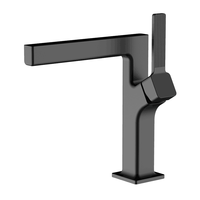 Robinet de lavabo en laiton, mitigeur monocommande chaud/froid, avec cartouche céramique, à poser sur comptoir, finition noircie