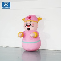 Modèle gonflable rose de dessin animé du Dieu de la Richesse pour la publicité et la décoration de centres commerciaux et de festivals