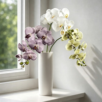 Anggrek Phalaenopsis Buatan Berkualitas Tinggi 8 Tangkai, Melembapkan, Terasa Seperti Asli, Buatan Tangan, Tahan Lama, untuk Wisuda & Hari Ibu