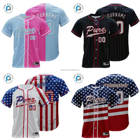 Maillots de baseball vintage en polyester respirant à rayures drapeau américain FQ Custom Mesh pour hommes