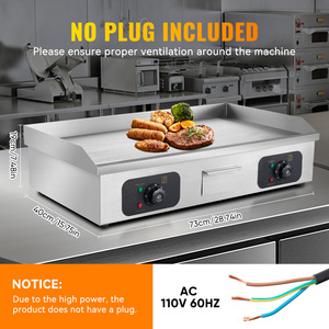 Plancha Eléctrica con Doble Control de Temperatura, Cajón Recolector de Aceite y Espátulas para Uso en Restaurantes y Cocinas - Product Image 6