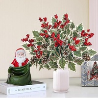 Baies et pommes de pin artificielles réalistes en mousse PE, fleurs décoratives, couronnes et plantes pour décorations de Noël et de remise de diplômes
