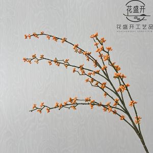 Rama de Flor de Acacia Artificial Naranja de Plástico y Seda de Alta Simulación para Decoración de Bodas, Rama Individual - Product Image 3