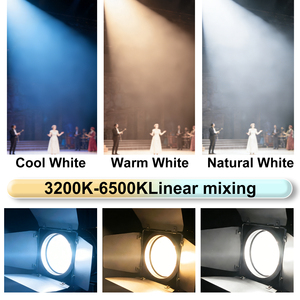 Projecteur <span class=keywords><strong>Fresnel</strong></span> LED COB 350W à Zoom, Blanc Chaud CCT 3200K-5600K, DMX512 4 Canaux Ra90, Éclairage Scène Théâtre TV, Prix Usine - Product Image 3