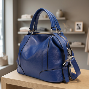 Approvisionnement direct d'usine BS INTERNATIONAL Sacs à main pour femmes en cuir véritable avec fermeture éclair, imperméables, légers, portables, à double sangle - Product Image 6