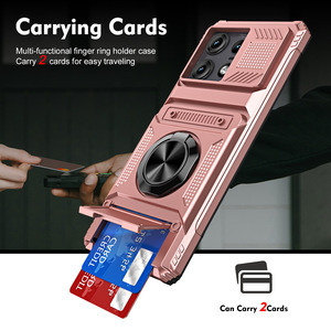 Pour Moto G Edge 50 Pro G Play <span class=keywords><strong>4G</strong></span> 2024 Armor Cover Case avec anneau de téléphone Étui arrière rigide qui transporte 2 cartes en matériau PC - Product Image 3