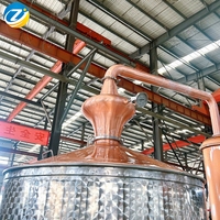 Alambic à liqueur de 1000 L, équipement de distillation d'alcool, distillerie de brandy, alambic en cuivre, machine d'extraction d'huiles essentielles