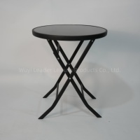 Leader Table d'appoint de patio en métal avec dessus de table en verre trempé Table de salle à manger de bistro d'extérieur dans le jardin, Table basse noire