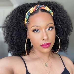 Perruque Bob <span class=keywords><strong>Afro</strong></span> Bouclée Frisée avec Bandeau, Cheveux Humains Vierge, Prix Usine, Perruque Brésilienne Remy Entièrement Faite à la Machine - Product Image 1